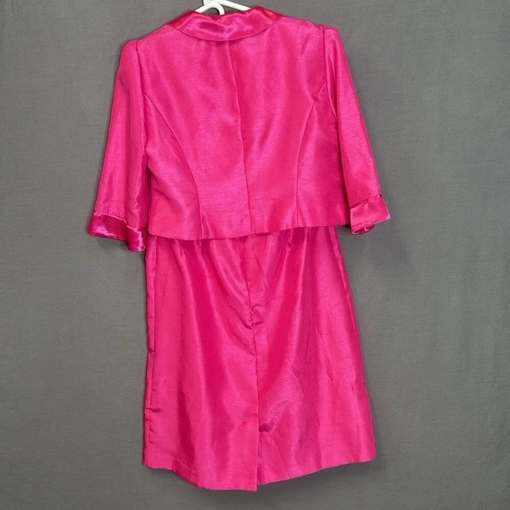 Dana Kay Womens Pink Satin Sheath Dress with Matching Bolero‎ Jacket Set 12